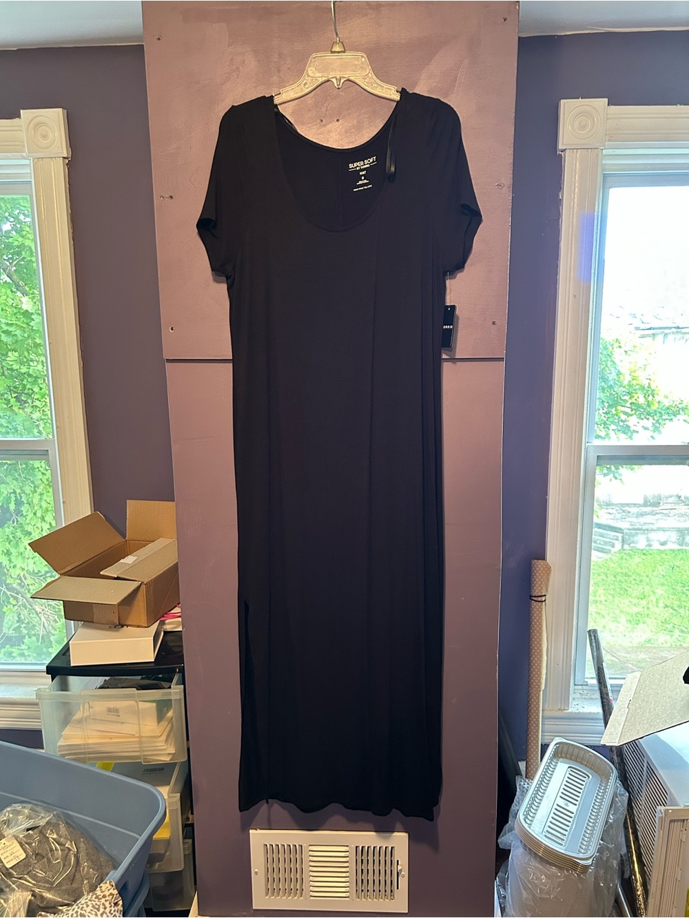 Torrid black maxi dress with slit in size 0 nwt